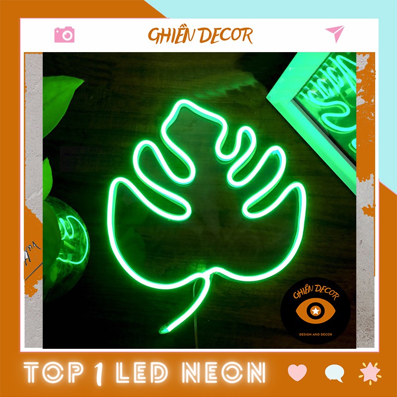 Đèn led Neon trang trí hình Lá | Đèn neon trang trí phòng ngủ, treo tường