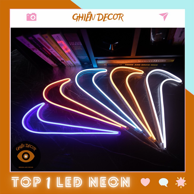 Đèn led Neon trang trí hình logo Nike| Đèn neon trang trí phòng ngủ, treo tường