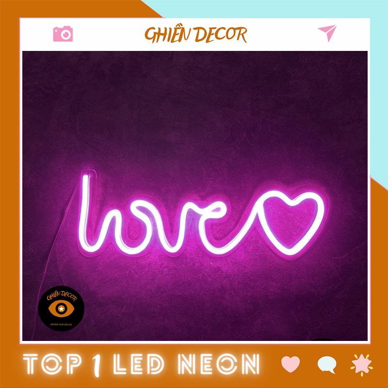 Đèn trang trí led Neon sign hình Love| Đèn neon trang trí phòng ngủ, treo tường